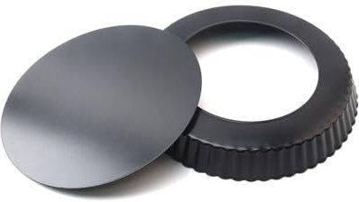 Cylogia 7 inch Quiche Tart Pan Non-Stick Round Fluted Flan Tin with Removable Loose Bottom for Baking Quiches Pie Pizza Carbon Steel Pie Dish Flan Dish Quiche Dish Baking Mould (20cm)
