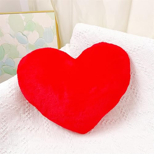 Bcuuozeeing Herzkissen Kuschelkissen Flauschig - 36x46 cm - Rot Herzform Kissen, Plüsch Kissen Herzform, Love Zierkissen Aesthetic, Herz Kissen Geschenk für Wohnzimmer Sofa, Kind Schlafzimmer Bett