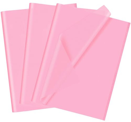 50 feuilles de papier de soie rose, 70 x 50 cm, papier d'emballage cadeau pour Noël, remplissage, fleurs, artisanat, bricolage, anniversaire, mariage, décoration de cadeau