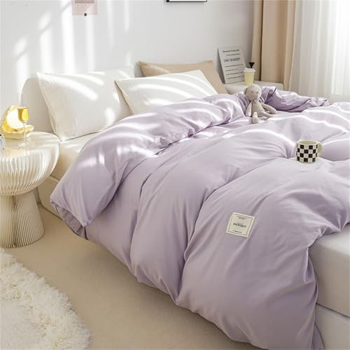 Odot Housses de Couettes 150x200cm 180x220cm 200x230cm 220x240cm, Housse de Couette Microfibre Douce avec Fermeture Eclair pour Adulte Enfant - Couleur Unie (200x230cm,Violet pâle)