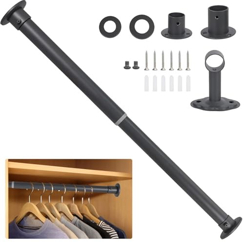 Wardlock 93cm-170cm Graue ausziehbare Kleiderstange aus Edelstahl, verstellbarer Kleiderbügel mit Endbuchsen.