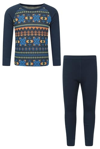 Mountain Warehouse Jacquard Kids Unisex Merino Base Layer Set - Quick Wicking, Quick Drying, Boys & Girls, Baselayer - Best for Camping, Outdoors, Travelling
