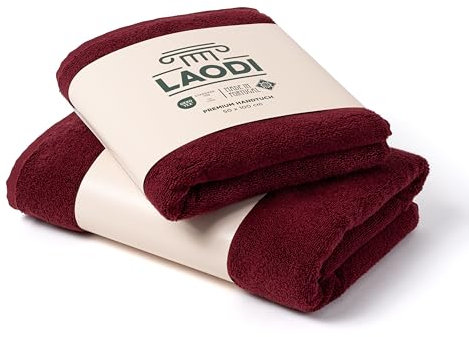 LAODI Premium Handtuch & Duschtuch Set Merlot Rot – Baumwolle, Weich & Saugstark – Ideal für Studenten, WG & Uni