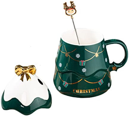 VINTORKY 1satz Kreativer Weihnachtsbaum Kaffeebecher Mit Deckel Und Löffel Weihnachtsgeschenkidee Für Zuhause Büro Für Kaffee Tee Milch Und Heiße Getränke