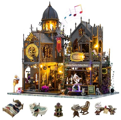 Plustopoy DIY Miniaturhaus Kit für Erwachsene, Tiny House Kit mit kleinen Werkzeugen & Spieluhr, DIY Holz Puppenhaus Miniatur Kit für Teens Erwachsene, Holzhandwerk Diorama Bausätze