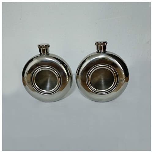 HZWMQDLF Petaca 5 oz Acero Inoxidable Cadera Frasco Bolsillo de Bolsillo Whisky Botella Vodka Botella de un Solo Lado Vidrio Redondo Petacas De Alcohol