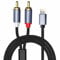RCA Aux Cable for iPhone 1m, Lightning to RCA Audio Cable, 2-Male Stereo Y Splitter Adapter, Audio Stereo Aux Cord Compatible with iPhone iPad for Theater Car Amplifier Speaker DJ Controller (Black)