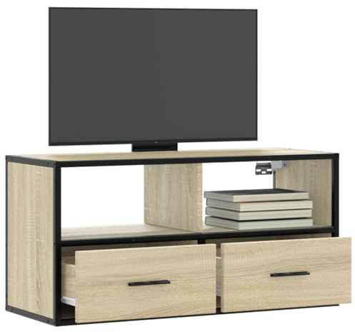 RMIHSJG TV-Schrank Sonoma-Eiche HiFi Rack Fernsehtisch tv Bank Sideboard Wohnzimmer 80x31x39,5 cm Holzwerkstoff und Metall