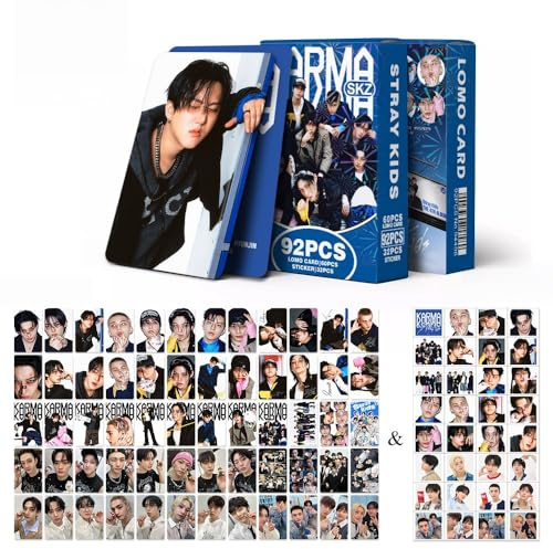 TuYines 60 Stück Stray Kids Photocards, 32 Stück Stray Kids Aufkleber | Stray Kids Fotokarten, Stray Kids lomo card, Neue Album Karten für Fans