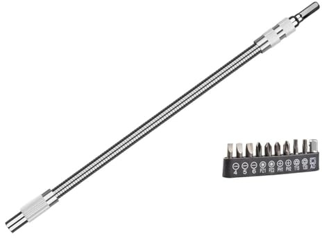 Jetstream 300mm Porte-Embout d'Extension d'Arbre Flexible, Extension Arbre de Forage Flexible, Comprend 10 Embouts de Tournevis, Adaptés Aux Raccords Articulés pour Tournevis Électrique