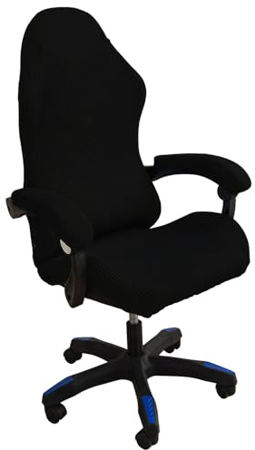 Ergonomic Gaming Chair Cover 4 Piece Black Stretch Office Chair Cover | Non Slip Office Desk Chair Cover with Zip Furniture Protector Slipcover Home Office Decor