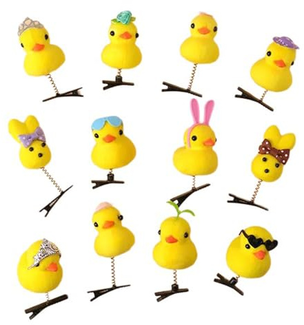 12PCS Cartoon Beflockung Ente Haarspange Musical Festival Haar Pin Schule Kind Barrettes Mädchen Geburtstag Party Headwear Kinder Zubehör