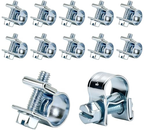 10 x 8-10mm Zinc Plated Hose Clips for Fuel Pipes