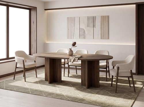 WFL GROUP Ovaler Esstisch – Esszimmertisch, Küchentisch für 8 Personen – Modernes Minimalistisches Design – 200 x 90 cm – Nussbaum Braun