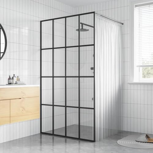 Ziaphsol Paroi de douche Walk-in en verre trempé transparent 80 x 195 cm, 4 pièces en verre, profilé en aluminium réglable, protection anti-éclaboussures dans la salle de bain, stabilisation robuste
