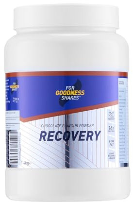 For Goodness Shakes Chocolate Recovery Powder, 16g Protein per 75g, Zero Fat & High Carb With Protein, Vitamin B12 & D, Folic Acid & Niacin, Post Workout Protein Powder, 20 servings, 1.4 kg