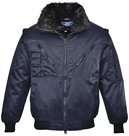 Portwest PJ10 Blouson Pilot Poignets et Ourlets Tricot Zip à Double Curseur | Marine, XS, UPF 50+, EN 342, Manches Zippées, Coupe Standard, Finition Résistant aux Taches Texpel