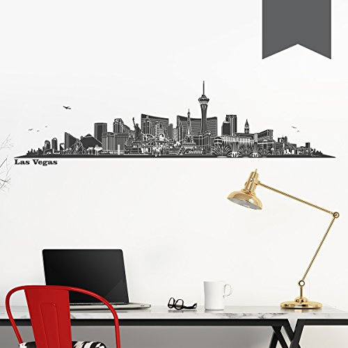WANDKINGS Wandtattoo Skyline Las Vegas 140 x 36 cm - Dunkelgrau - 35 Farben zur Wahl
