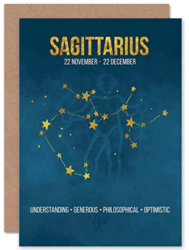 BIRTHDAY CARD - ZODIAC STAR SIGN ASTROLOGY BLUE SAGITTARIUS