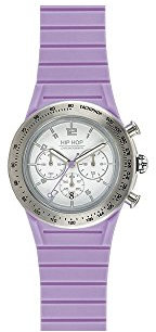 HIP HOP Orologio HWU0766 DONNA CHRONO 39MM quadrante MONO-COLORE BIANCO movimento CRONOGRAFO QUARZO e CINTURINO SILICONE E METALLO VIOLA