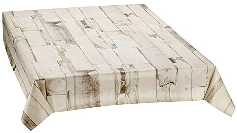 Wachstuch-Tischdecke Door glatt beige braun Holzoptik Outdoor-Tischdecke Breite:140cm Länge:200cm