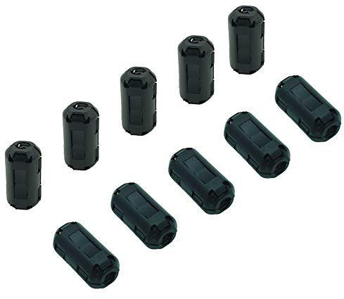 10pcs Clip-on Ferrite Chokes Ring Core RFI EMI Noise Suppressor High-frequency Filter Bead Cable Clips Anti-interference for USB Data Loudspeaker Cable (3.5 mm inner diameter)