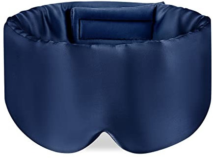 OLESILK 100% Maulbeerseide Schlafmaske Augenmaske mit verstellbarem Kopfband für Herren und Frauen, große Schlafmaske und Augenbinde für Nachtschlaf, Reisen und Nickerchen, Marineblau