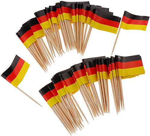 Ruiting Mini-Flagge Zahnstocher 100Pcs Deutschland Flagge Kuchen Auswahl Internationale Events Cocktail-Stock-Flagge Obst Lebensmittel Auswahl