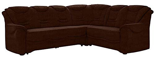 Cavadore Ecksofa Bansa mit Federkern / Polstercouch im klassischen Design / 265 x 94 x 215 / Mikrofaser Braun