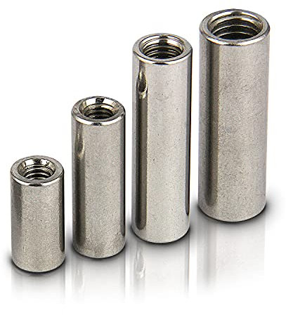 PROTECH 20 Stück Gewindemuffen M12x50 Rundmuffen aus rostfreiem Edelstahl V2A Distanzmuffe Verbindungsmuttern Langmutter Rund