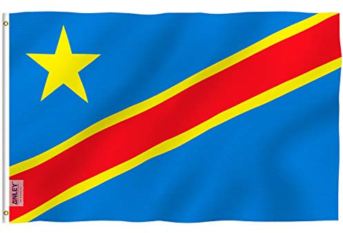 ANLEY Fly Breeze 3x5 Feet Drapeau de la République Démocratique du Congo - Couleurs Vives et Résistant à la Décoloration UV - En-tête Toile et Double Couture - Drapeaux Congo-Kinshasa Polyester