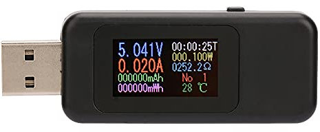 USB Tester, DC4-30V Charger Detector LCD Display Digital Voltmeter Ammeter Voltage Meter USB Tester Unit Support Fast 2.0 and 3.0(Black)