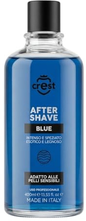 Crest BLUE Aftershave Cologne 400 ml Herren – Rasierwasser Männer, frischer holziger Duft, aromatische Noten, Hautpflege nach der Rasur, Made in Italy