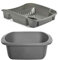 Plastic Small Washing up Bowl and Small Dish Drainer Rack Kitchen Plate Holder Set of 2 (Silver)