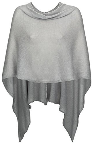 Mississhop 221 Poncho aus Mischgewebe für Damen Cape Überwurf One Size Grau