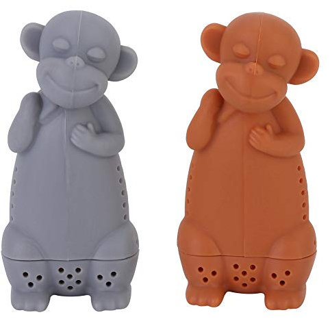 Teesieb, 2 Stück Silikon Cartoon Affe Teesieb Infuser Filter Tee Set Zubehör