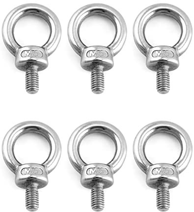 QWORK® 6 Piezas M6 Cancamo - 65KG - M6 Anillos de Elevación, Perno Ojo de Levantamiento de Rosca Macho in 304 Acero Inoxidable
