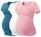 LAPASA Lot de 3 T-Shirts de Maternité Femme Vêtements de Grossesse Maillot de Corps Enceinte Manches Courtes L55 1 Bleu Canard, 1 Rose, 1 Blanc Cassé L