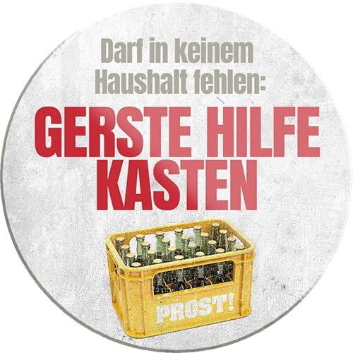 schilderkreis24 – Lustiger Bier Trink Spruch “Darf in keinem Haushalt fehlen: Gerste Hilfe Kasten“ Magnet Deko Kühlschrankmagnet Humor witzige Geschenkidee Geburtstag Weihnachten 8x8 cm