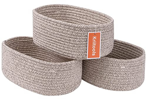 Kriitools Lot de 3 paniers mignons pour ranger et organiser les articles ménagers/paniers et bacs pour le rangement et l'organisation quotidiens/panier en corde tissée pour salon, chambre, salle de