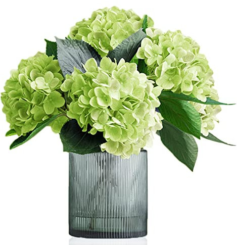 4 Stück Hortensien Kunstblumen Hortensie Künstlich Länge 55cm Durchmesser 20cm Künstliche Hortensie Getrocknete Hortensien Kunstblumen Wie Echt Deko Seidenblumen Hochwertig Brautstrauß – Grün