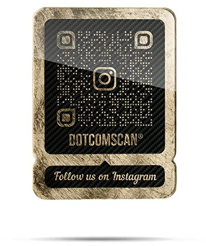 DOTCOMSCAN® AdPlate Pro – Cartel con código QR de Instagram para redes sociales, color dorado y carbono, tamaño pequeño, 24 x 18 cm