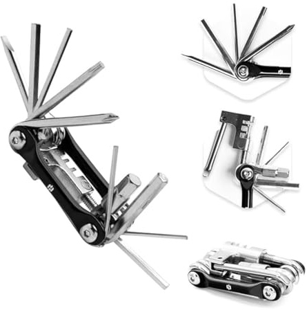 Hayvenhurst Bike Multitool - Bike Tool Kit -12 In 1 Lightweight Stainless Steel Bicycle Multi tool - Safety Locking, Survival Gear With Hex Key, Screwdriver, Chain Cutting Tool by