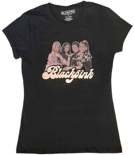BlackPink T Shirt Band Photo Nue offiziell Damen Skinny Fit Schwarz L