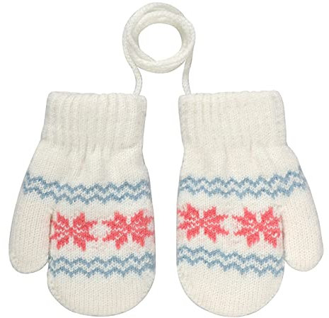 Baby Kleinkind Winter Hängende Halshandschuhe Strickhandschuhe 0-3 Jahre alt Kinderhandschuhe Schneeflocke Winterhandschuhe fleecefutter fausthandschuhe Verdicken Stretch-Fäustlinge Handschuhe Gloves