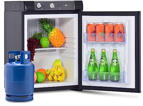SMETA 3 Way Fridge Camping 40L,Gas Fridge Camping Lpg Camping Fridge 12V/240V/Gas Power Quiet | Reversible Door | Black
