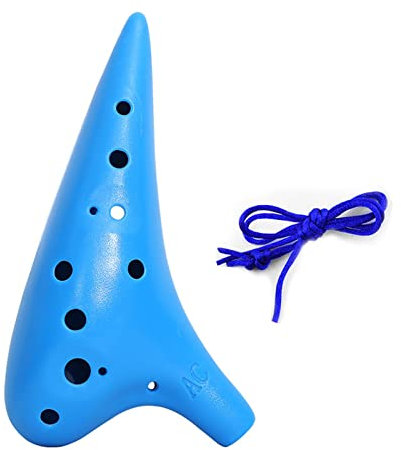 12 Fori Ocarina, ocarina Alto C, Ocarinas in Ceramica, 12 Buche Ocarinas, Strumento Semplice per Principianti, Non Professionisti, Blu, con Cordino, 17.5 x 9.5 cm