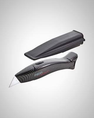 Profiline Verlegemesser Mit Carbon-Optik und Köcher, Profi Teppichmesser, Fußbodenmesser, Bodenlegermesser,