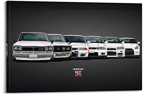 KWID JDM-Auto-Poster für Nissan Gtr R32 R33 R34 R35 Rennauto-Poster, dekorative Malerei, Leinwand, Wandposter und Kunstbild, Druck, moderne Familien-Schlafzimmer-Dekoration, Poster, 30 x 45 cm