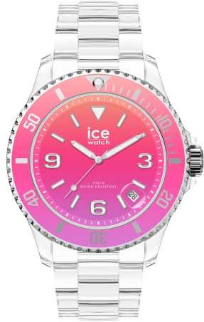Ice-Watch - ICE clear sunset Pink - Mehrfarbige Damenuhr mit Plastikarmband - 021440 (Small)